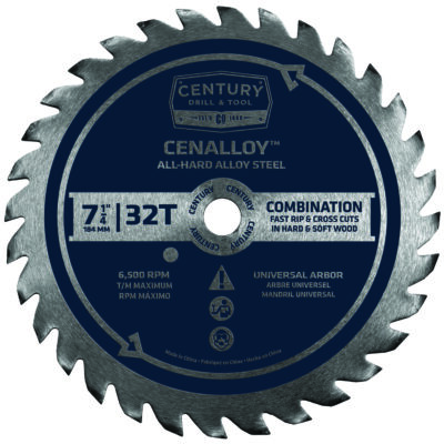 Century Drill & Tool 7-1/4 in. D Combination Steel Circular Saw Blade 32 teeth 1 pc