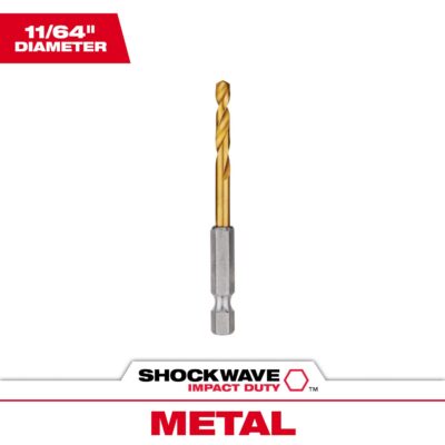 Milwaukee Shockwave 11/64 in. X 2.91 in. L Titanium Red Helix Drill Bit Hex Shank 1 pc