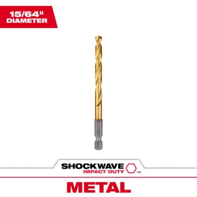 Milwaukee Shockwave 15/64 in. X 4-1/8 in. L Titanium Red Helix Drill Bit Hex Shank 1 pc