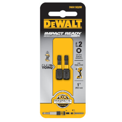 DeWalt FlexTorq Square #2 X 1 in. L Impact Insert Bit Steel 2 pc