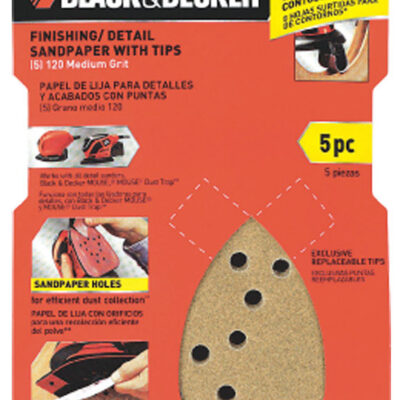 Black+Decker Mega Mouse 6 in. L X 4 in. W 120 Grit Aluminum Oxide Sandpaper 5 pk