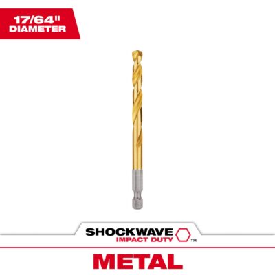 Milwaukee Shockwave 17/64 in. X 4-1/4 in. L Titanium Red Helix Drill Bit Hex Shank 1 pc