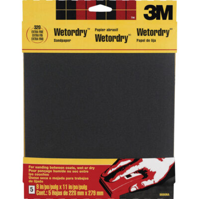 3M 11 in. L X 9 in. W 320 Grit Silicon Carbide Sandpaper 5 pk